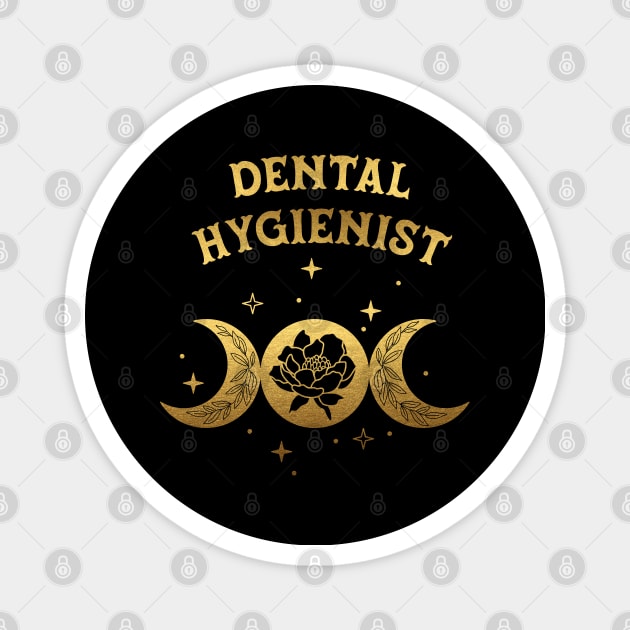 Dental Hygienist - Boho moon & wild rose golden Design Magnet by best-vibes-only